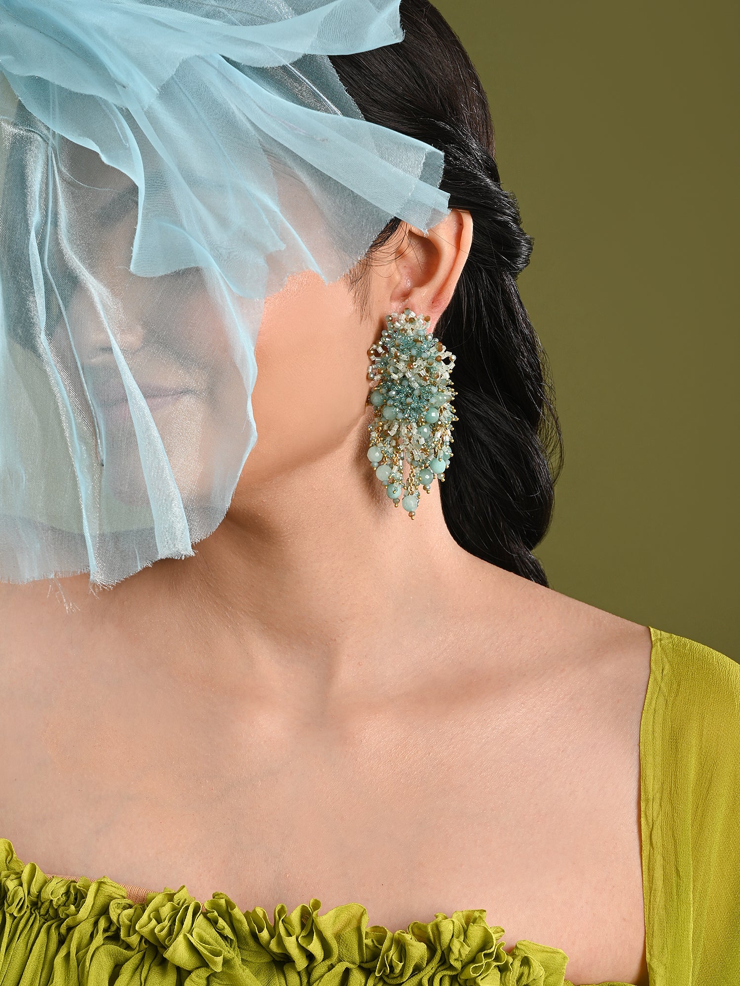 Gold Plated Mehendi Jewelry Long Earrings