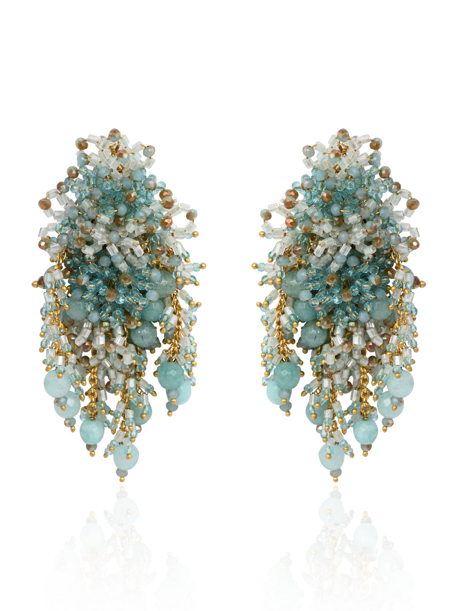 Gold Plated Mehendi Jewelry Long Earrings
