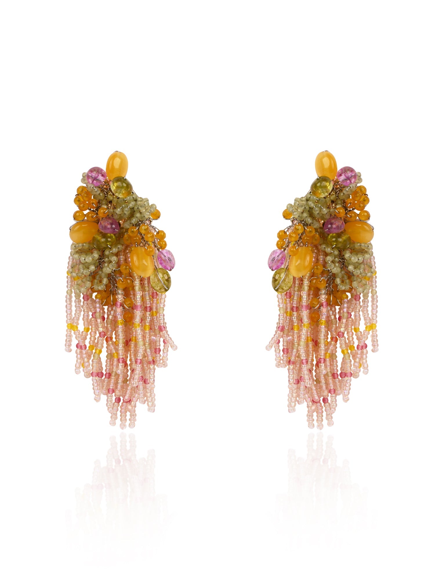 Mulicolour Stone Wedding Long Earrings