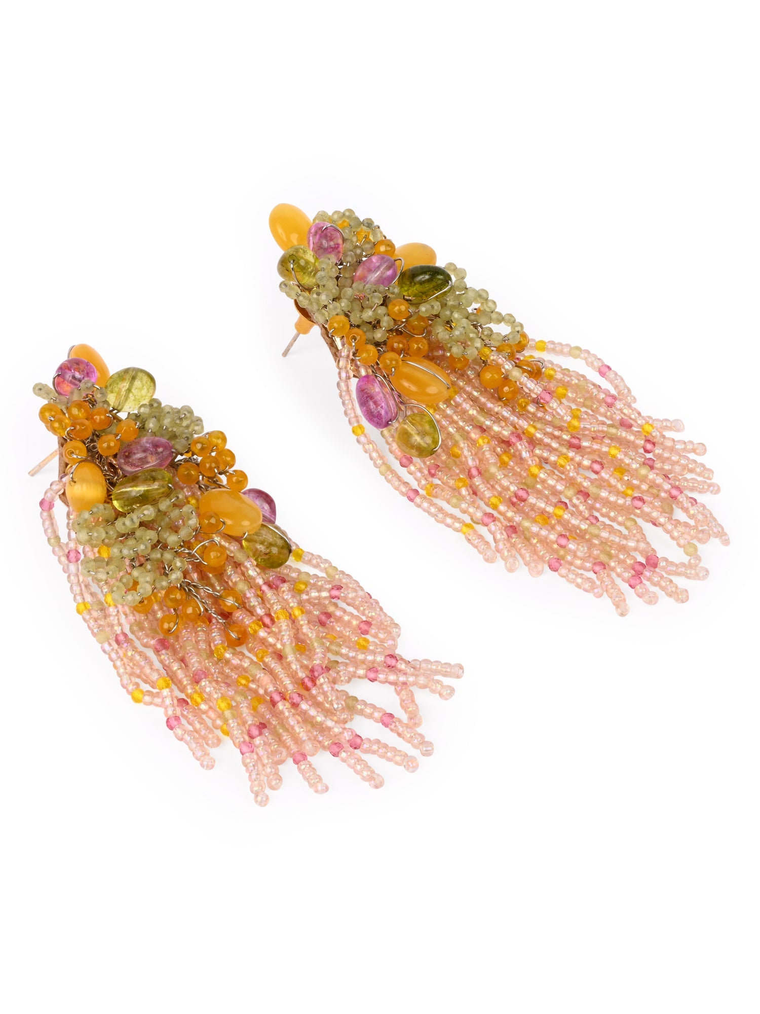 Mulicolour Stone Wedding Long Earrings