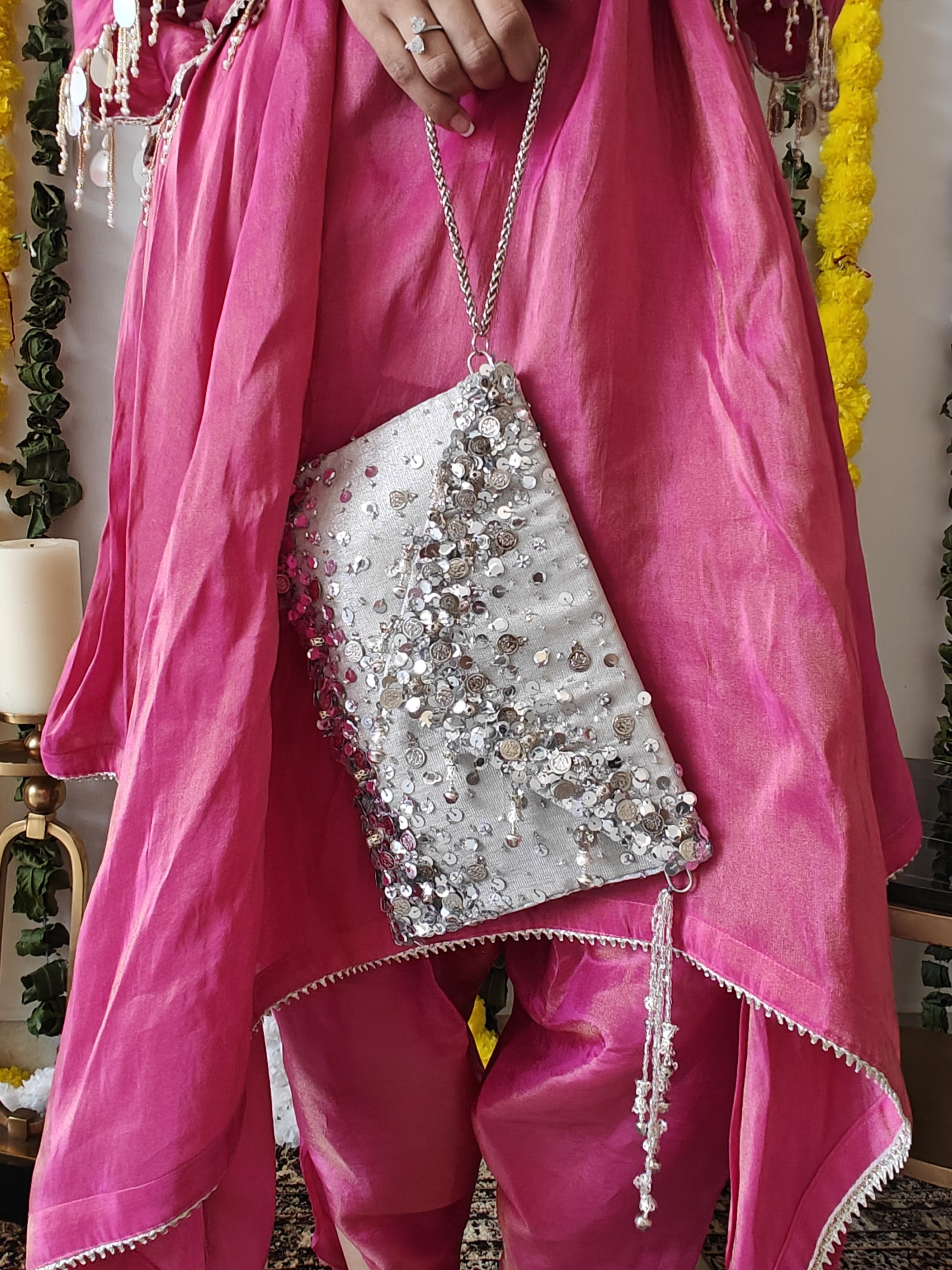 Silver Lifafa Envelope Clutch
