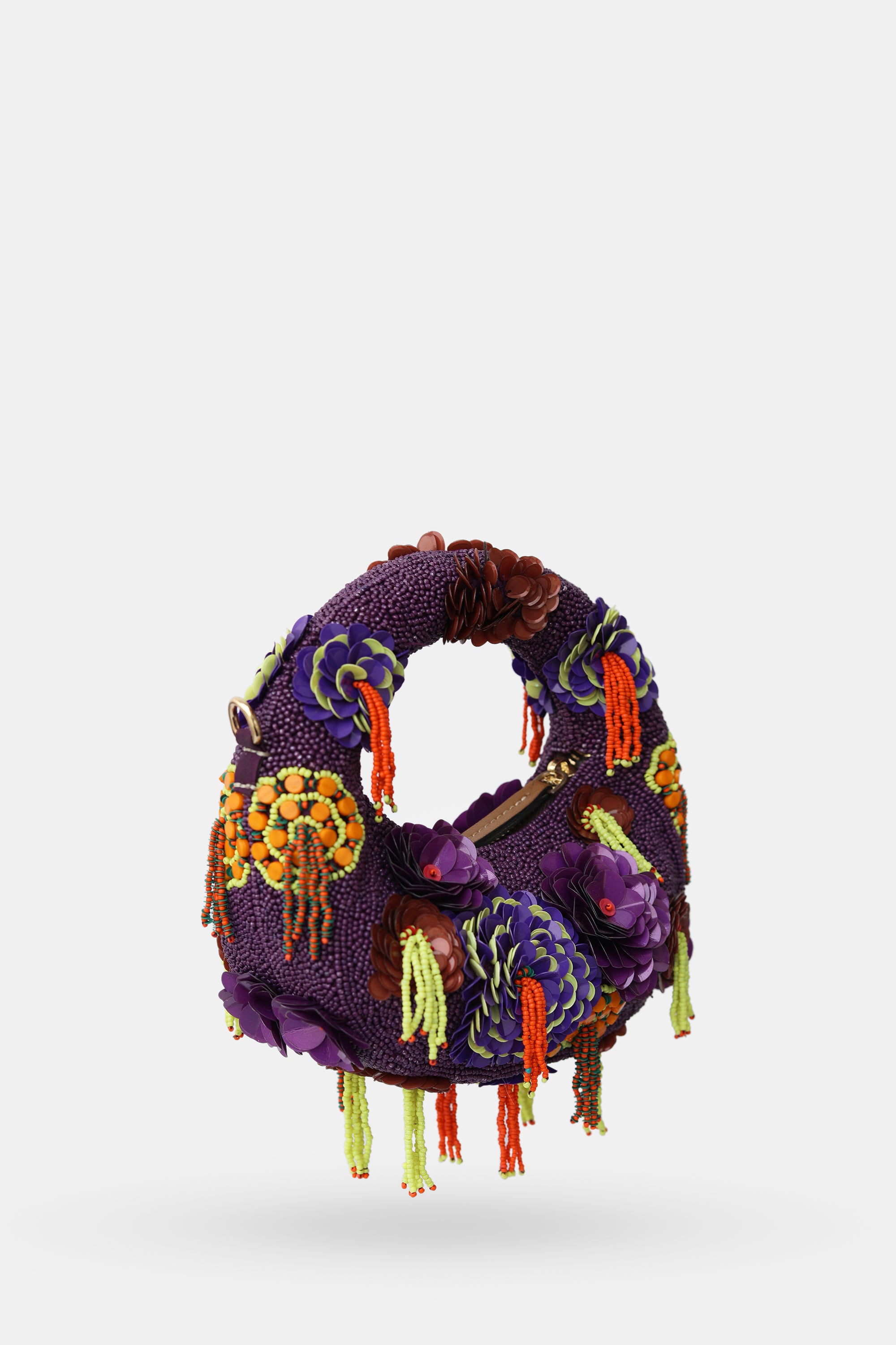 Luna Botanique Purple Mini Beaded Bag