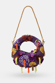 Luna Botanique Purple Mini Beaded Bag