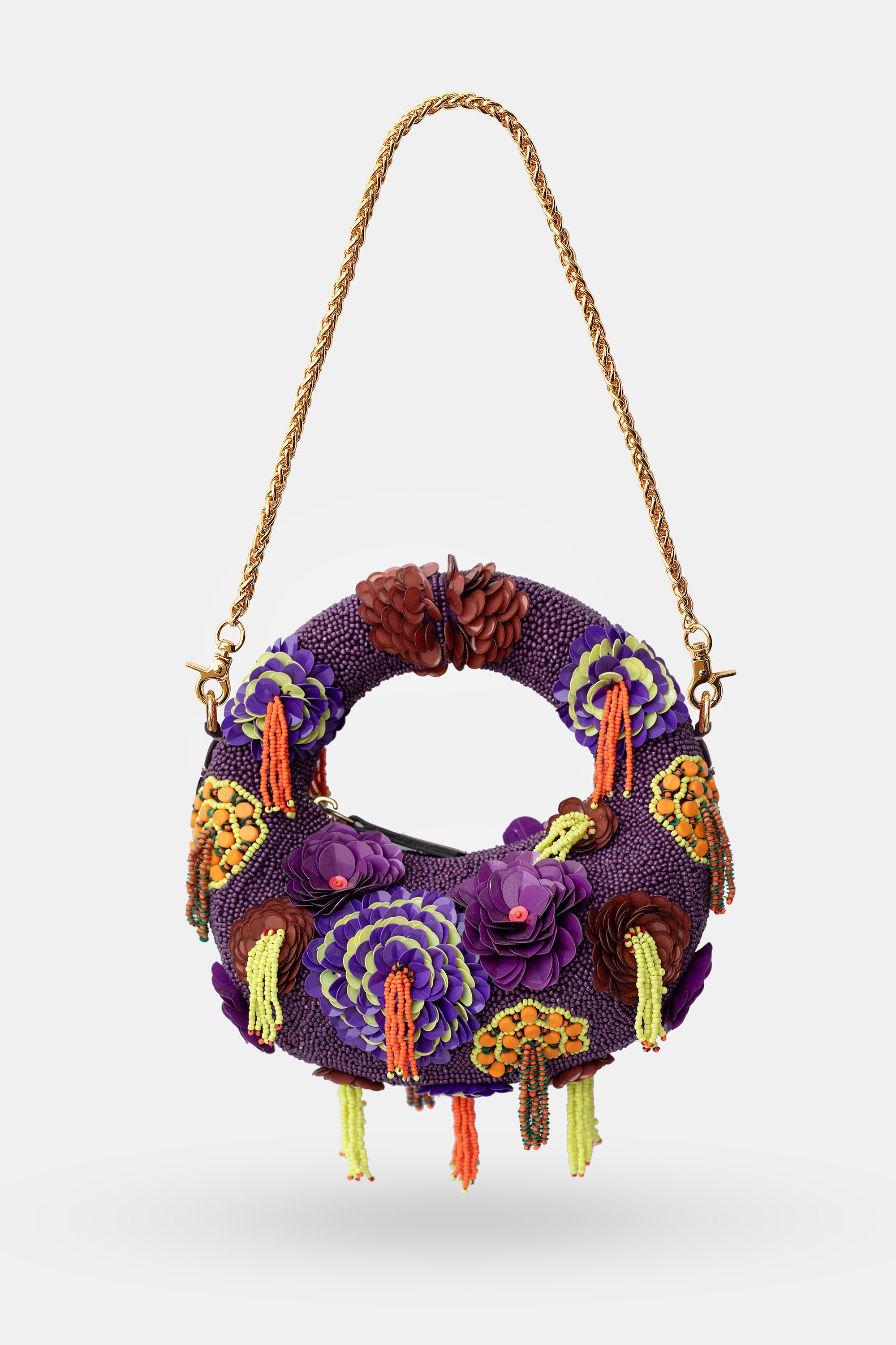 Luna Botanique Purple Mini Beaded Bag