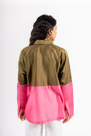 Beanie Shirt Two Tone Khakhi & Pink