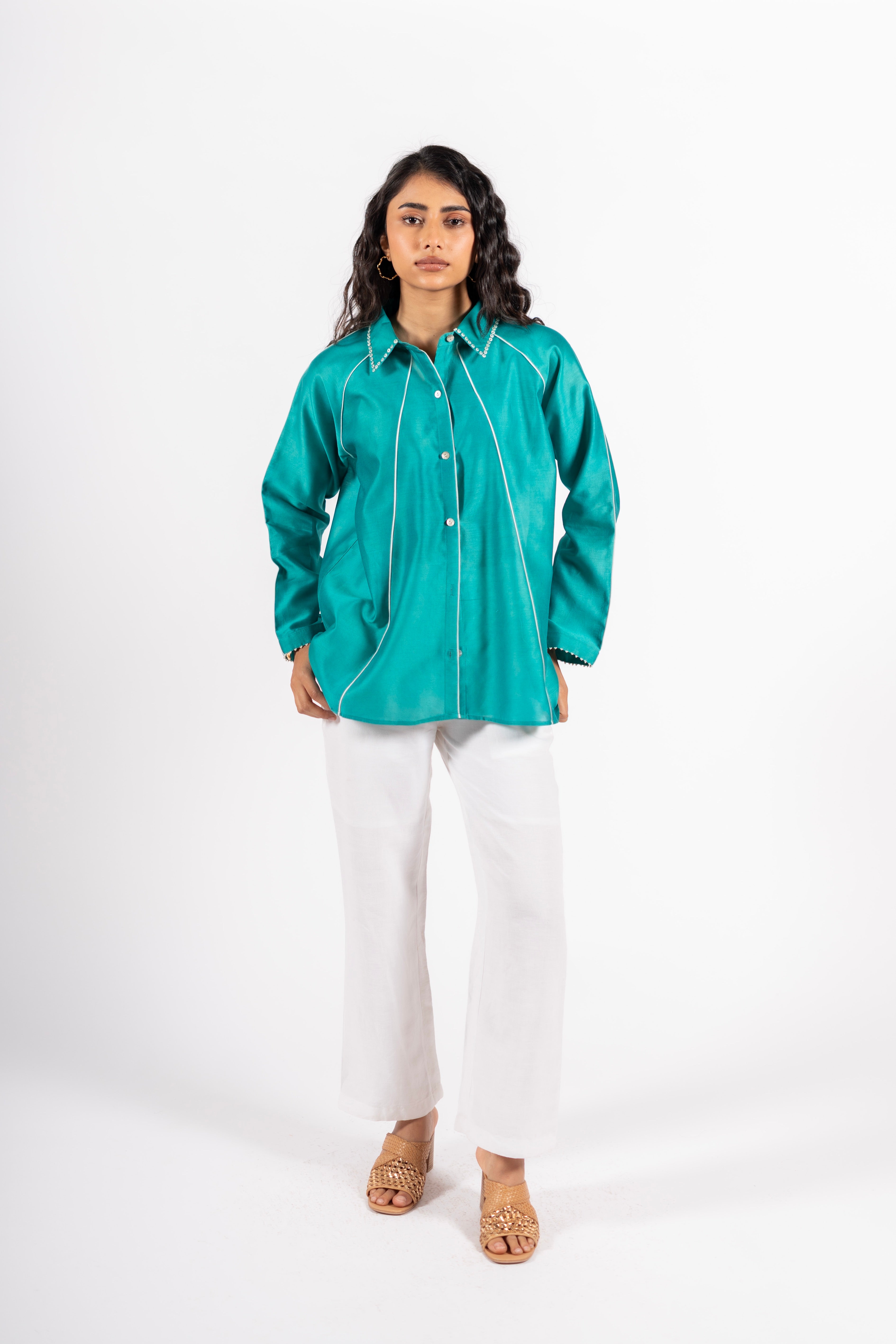 Harper Shirt Teal Blue