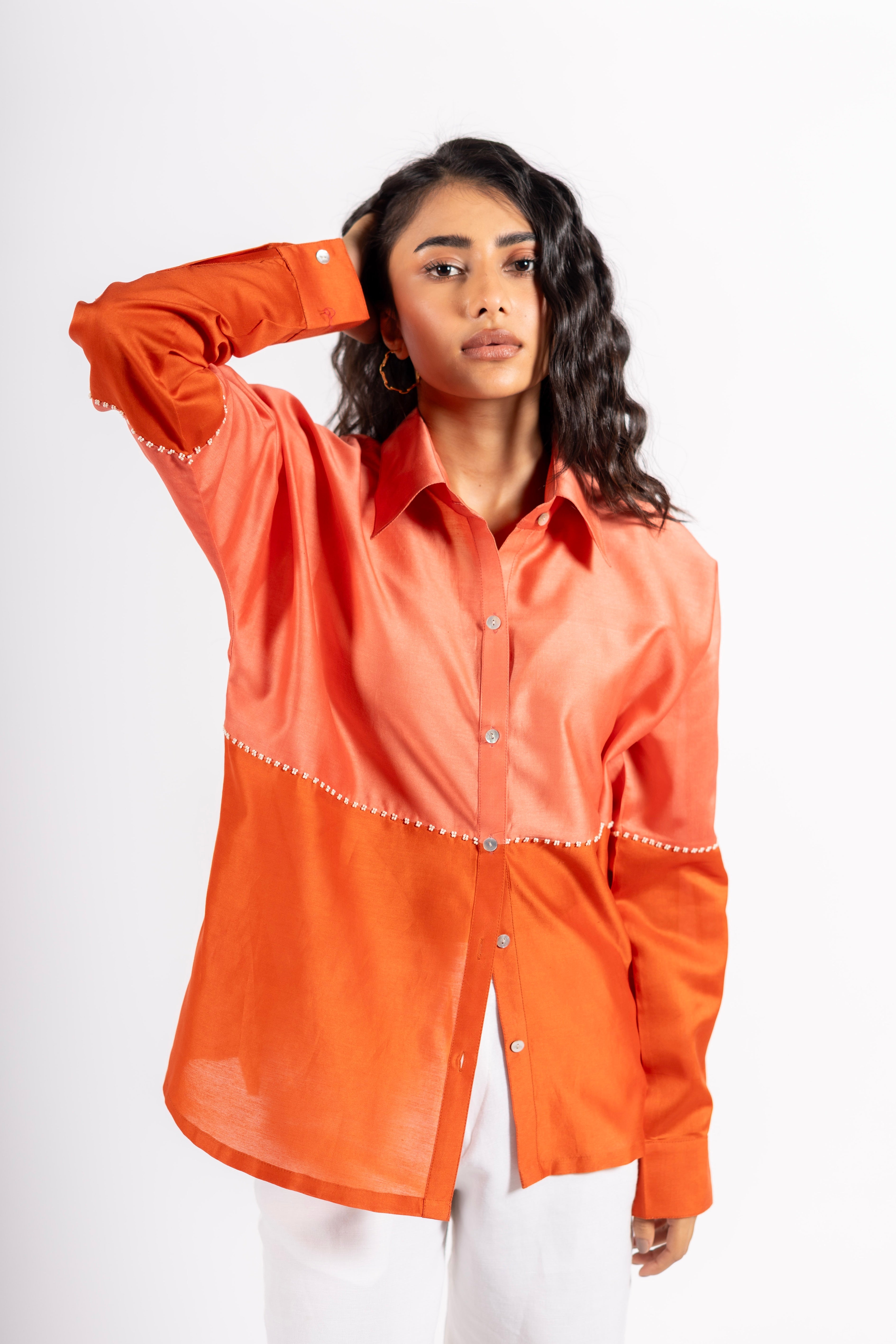 Beanie Shirt Two Tone Orange & Pink