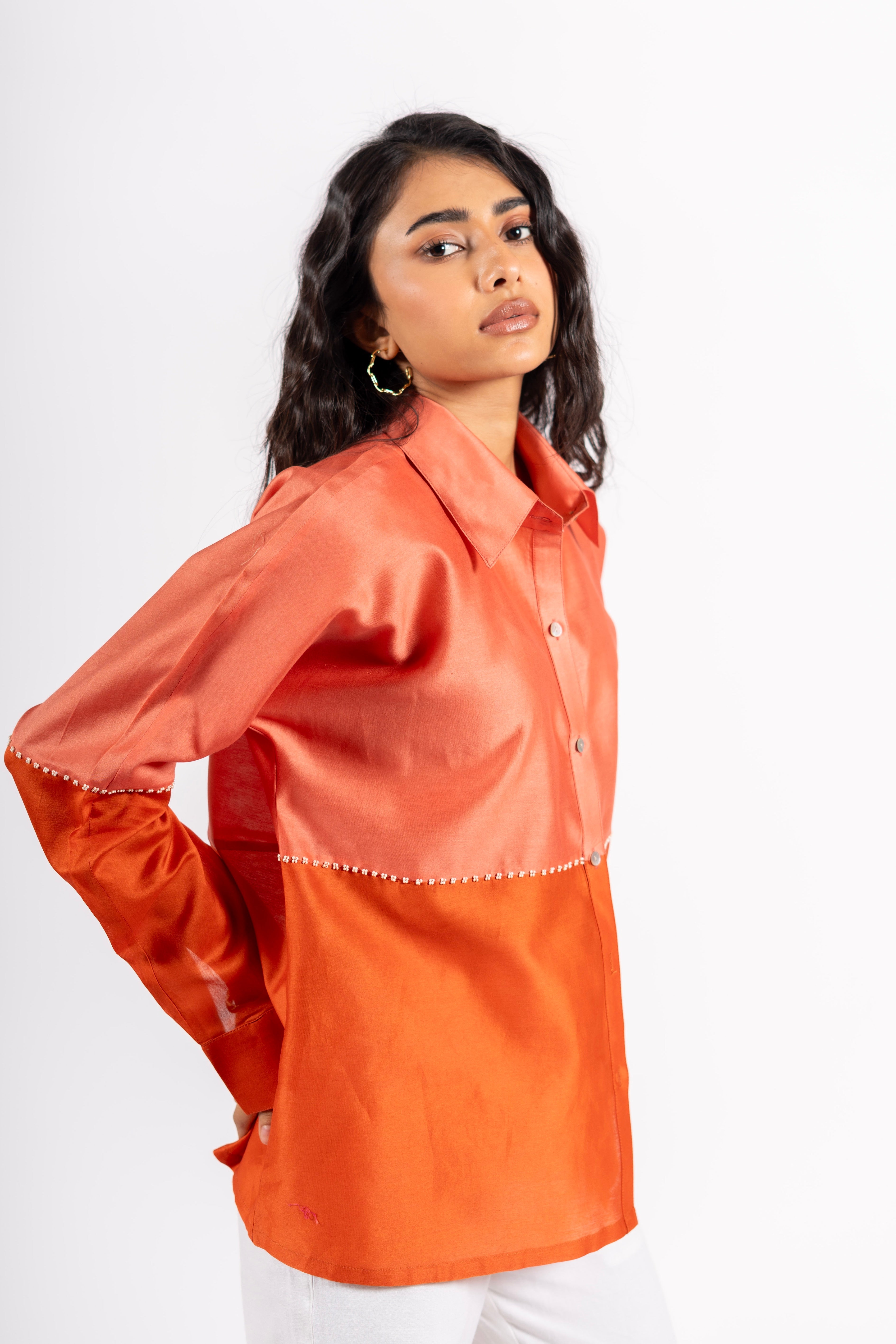 Beanie Shirt Two Tone Orange & Pink
