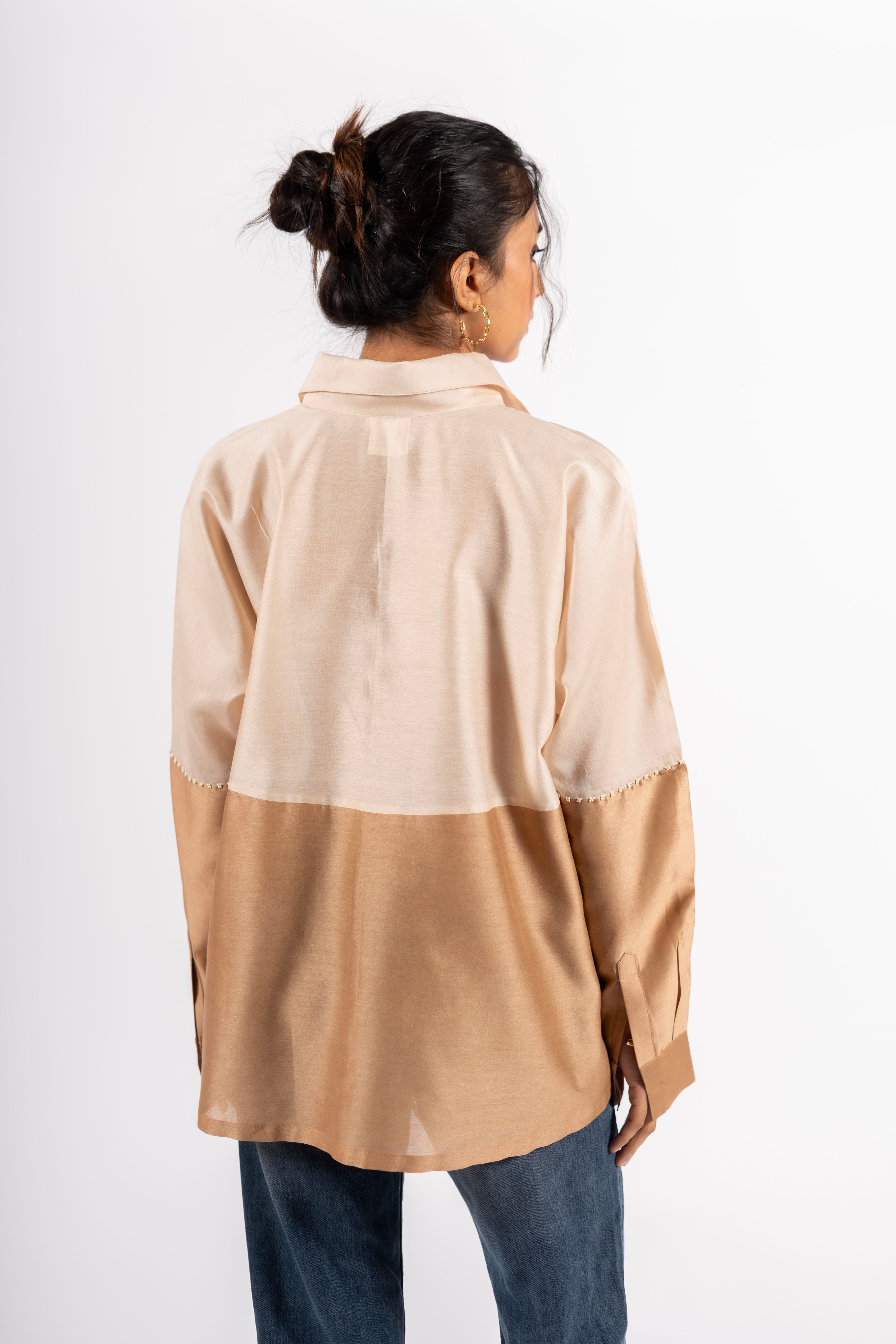 Beanie Shirt Two Tone Taupe & Ecru