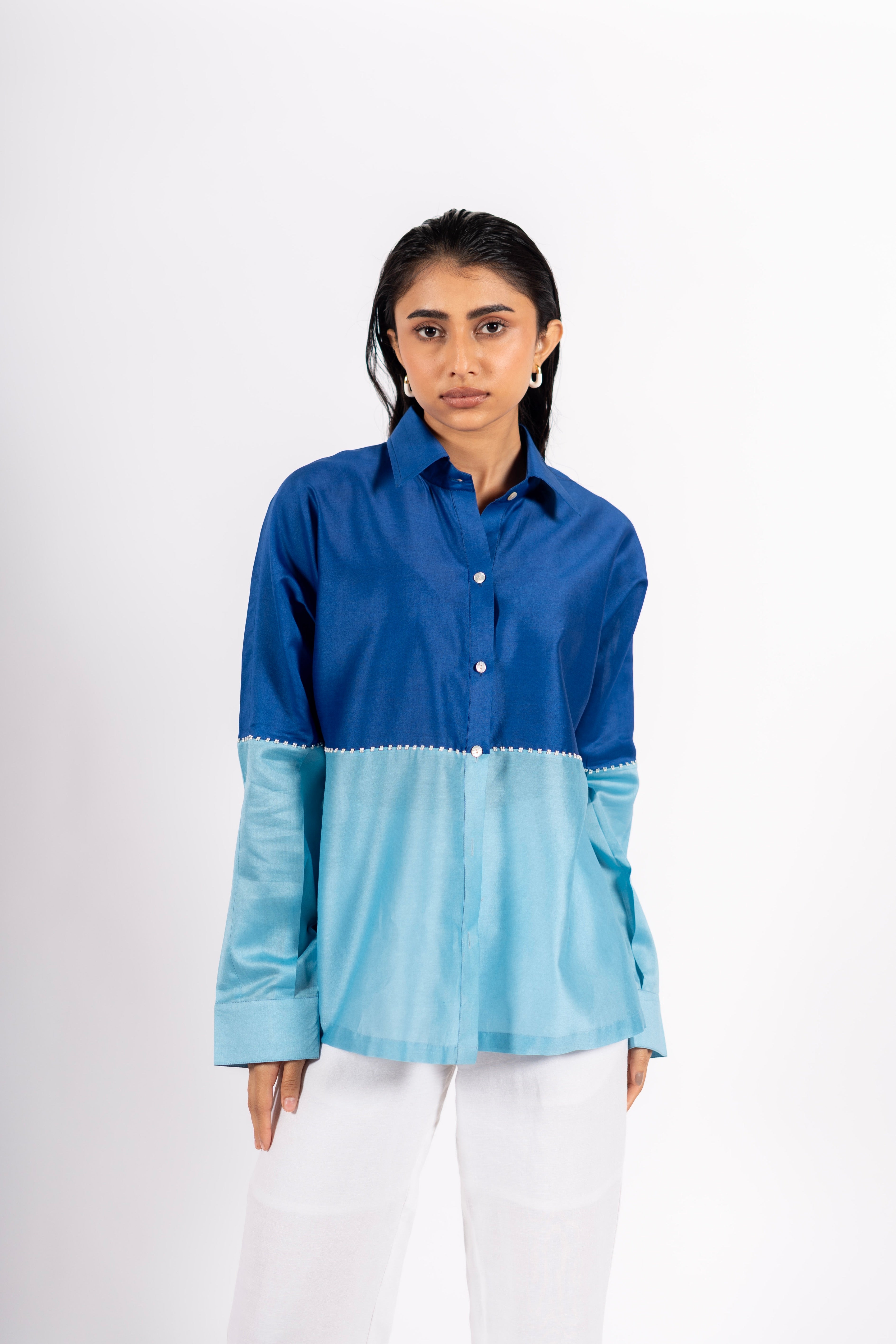 Beanie Shirt Two Tone Blue