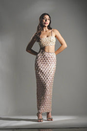Madeline Salmon Peach Pearl Maxi Dress