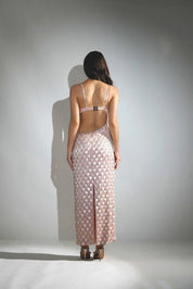 Madeline Salmon Peach Pearl Maxi Dress