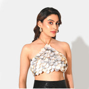 Marina Mother of Pearls Halter Crop Top