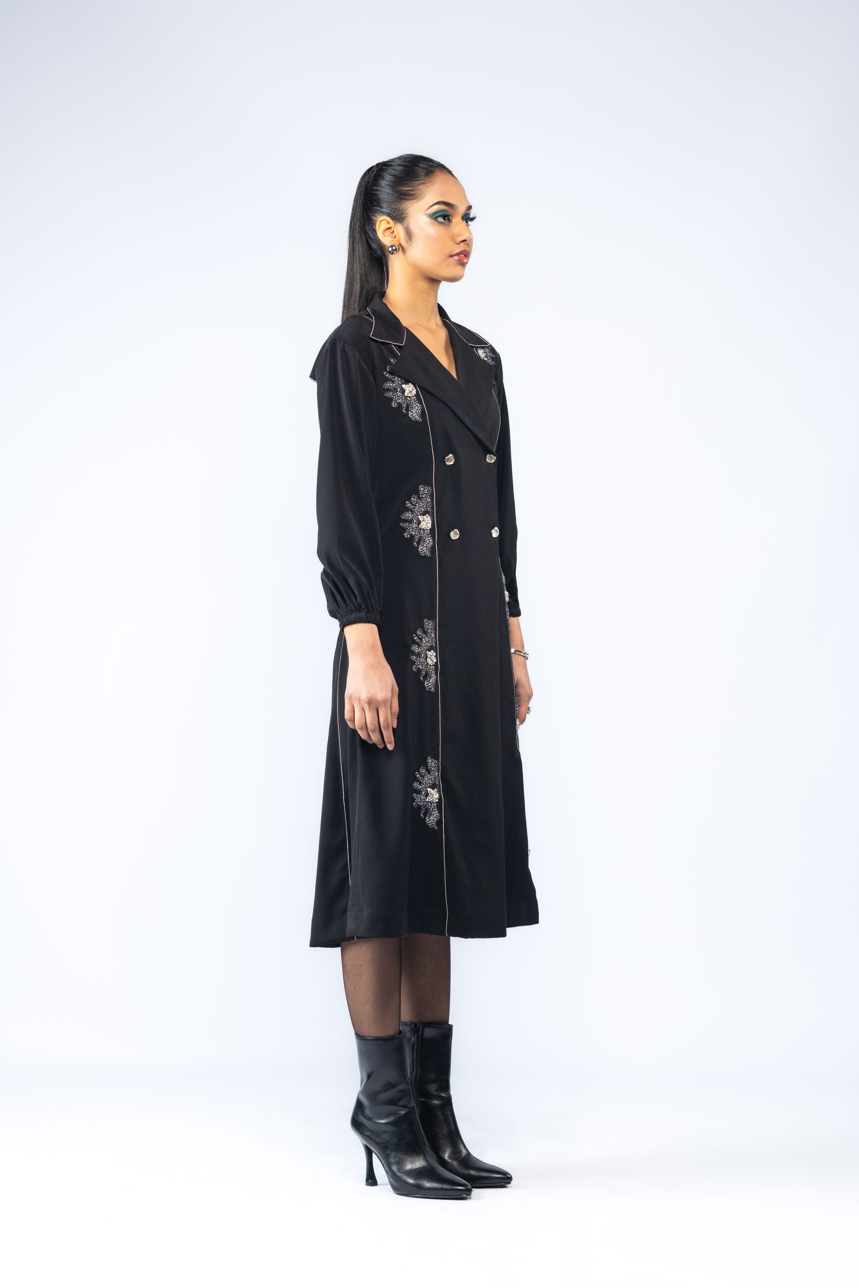 Hand Embroidered Trench Coat Dress