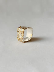 Manthan Square Ring Silver Gold