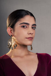 Majestic Statement Dangler Earrings - White Crystals