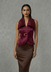 Maroon Sculpt Collar Waistcoat