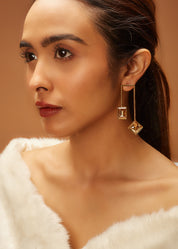 Matched Parallel Earrings White Crystals