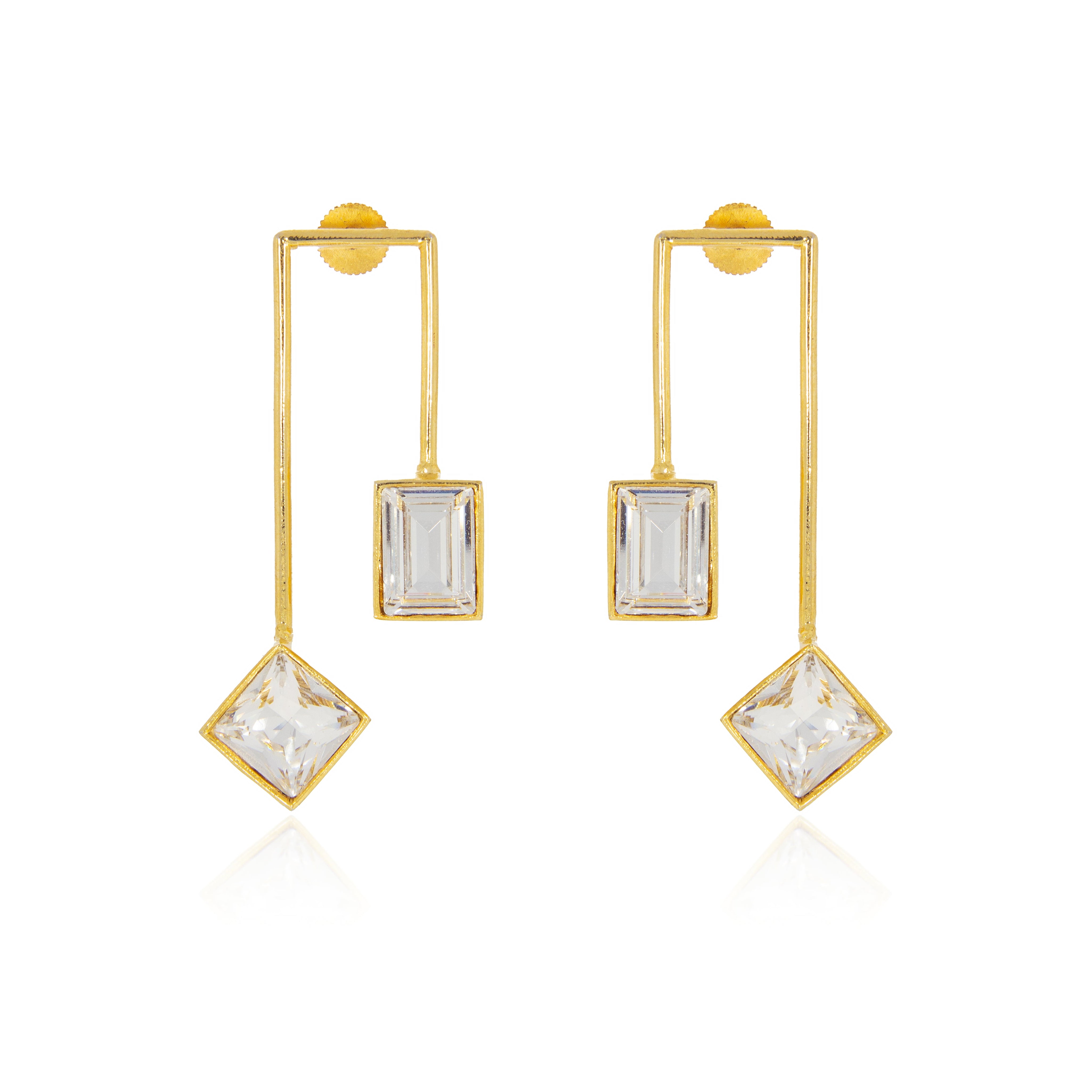 Matched Parallel Earrings White Crystals