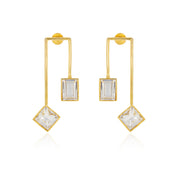 Matched Parallel Earrings - Golden Crystals