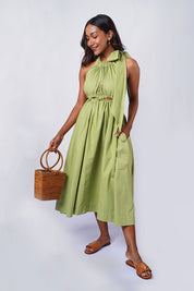 Midi Tie Up Cutout Dress