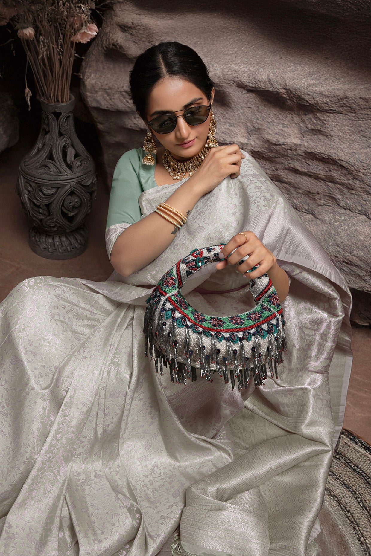 Midnight Cascade Beaded Bag