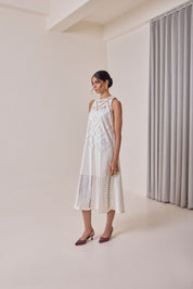 Pearl Cut Work Midi Dress