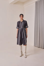 Black Thread Work Midi Dress