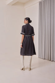 Black Thread Work Midi Dress