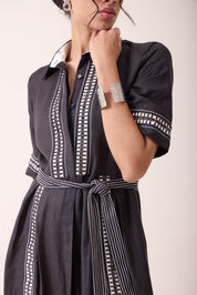 Black Thread Work Midi Dress