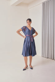 Pink Pop Denim Midi Dress