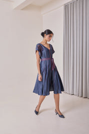 Pink Pop Denim Midi Dress