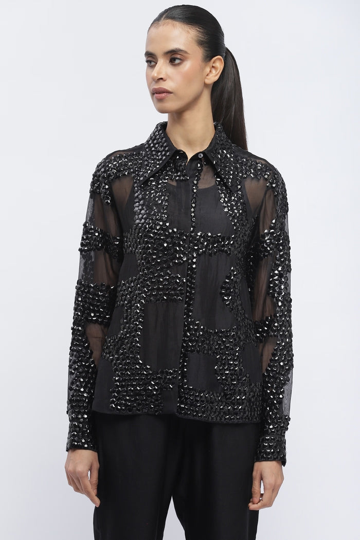 Silk Organza Sequin Shirt