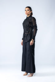 Hand Embroidered Bib With Shirt & Pants