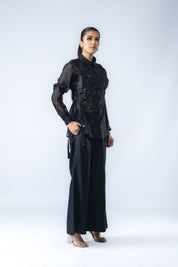 Hand Embroidered Bib With Shirt & Pants