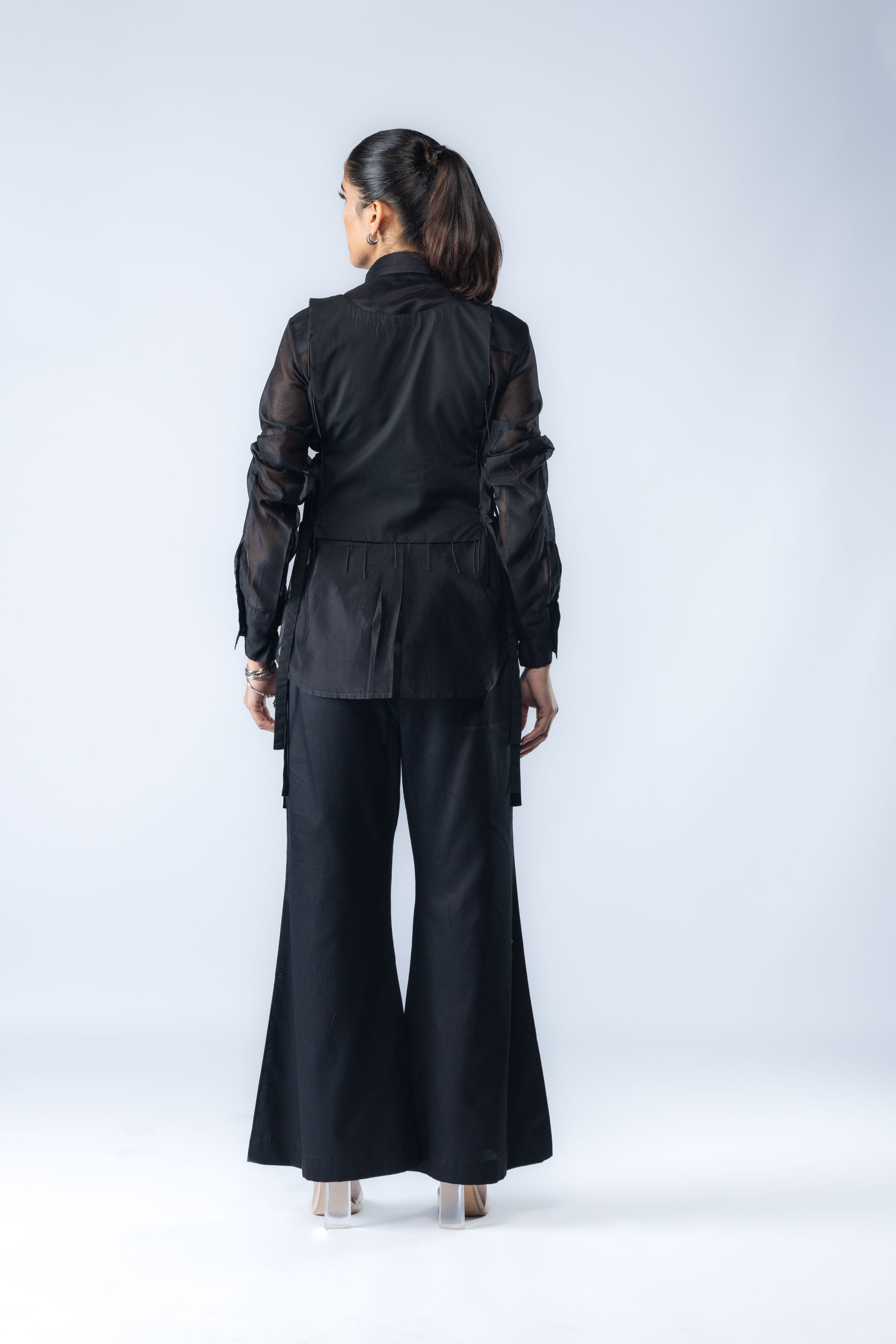 Hand Embroidered Bib With Shirt & Pants