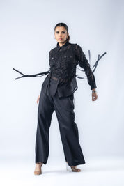 Hand Embroidered Bib With Shirt & Pants