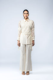 Hand Embroidered Bib With Shirt & Pants