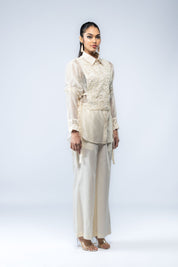 Hand Embroidered Bib With Shirt & Pants