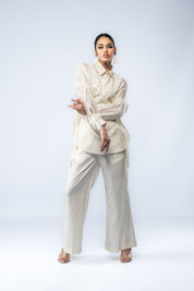 Hand Embroidered Bib With Shirt & Pants