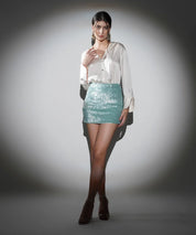 Pearl Aqua Sequin Cocktail Mini Skirt