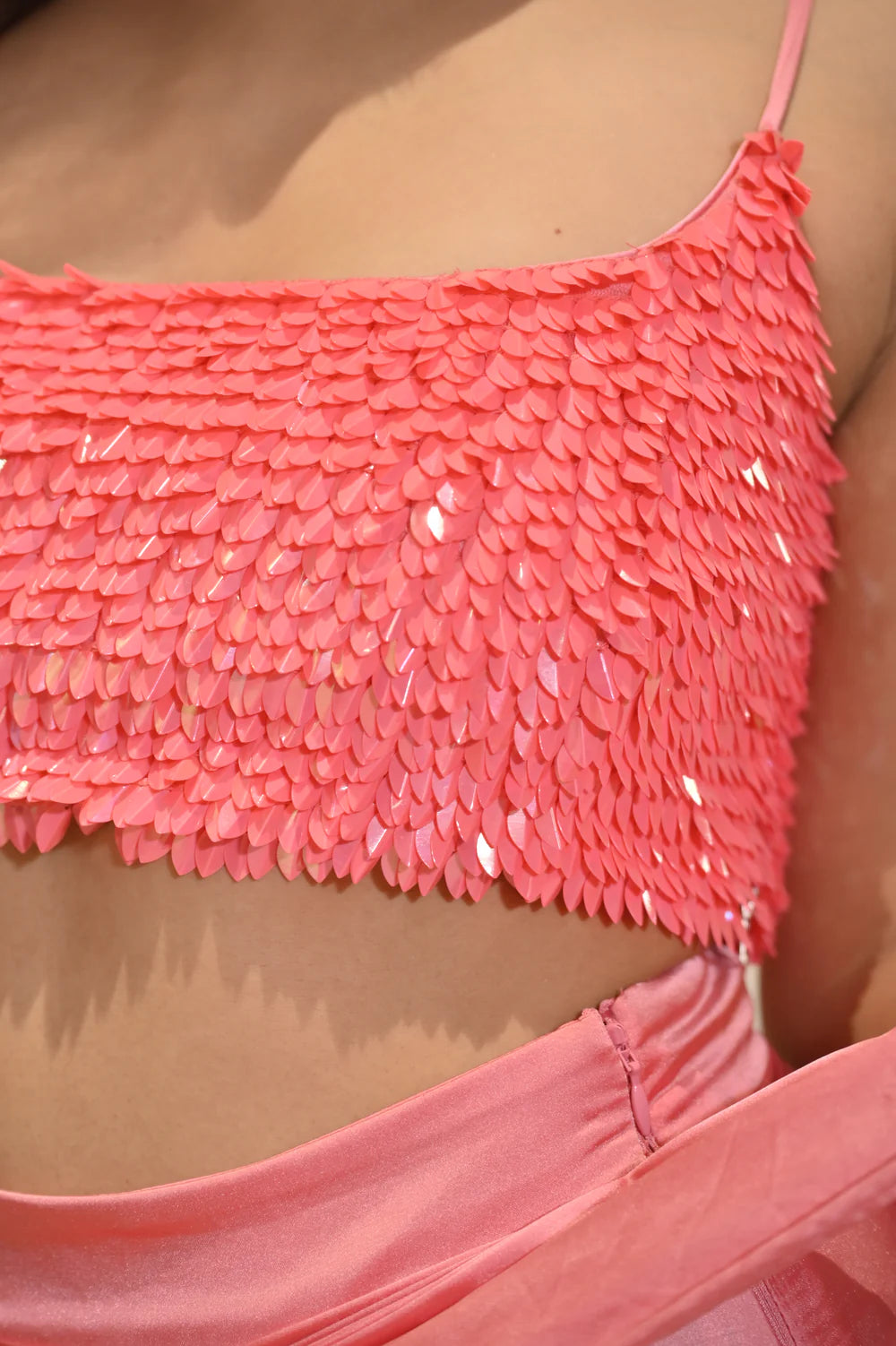 Pearl Hot Pink Sequin Crop Top