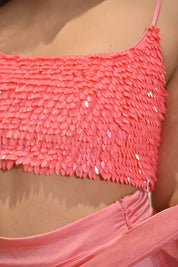 Pearl Hot Pink Sequin Crop Top