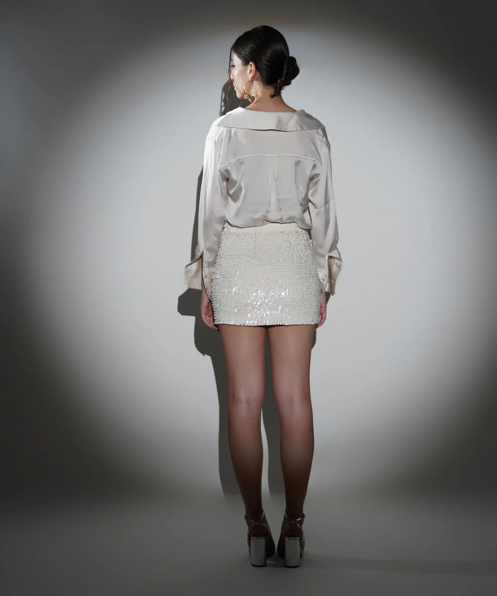 Pearl Ivory Sequin Mini Skirt