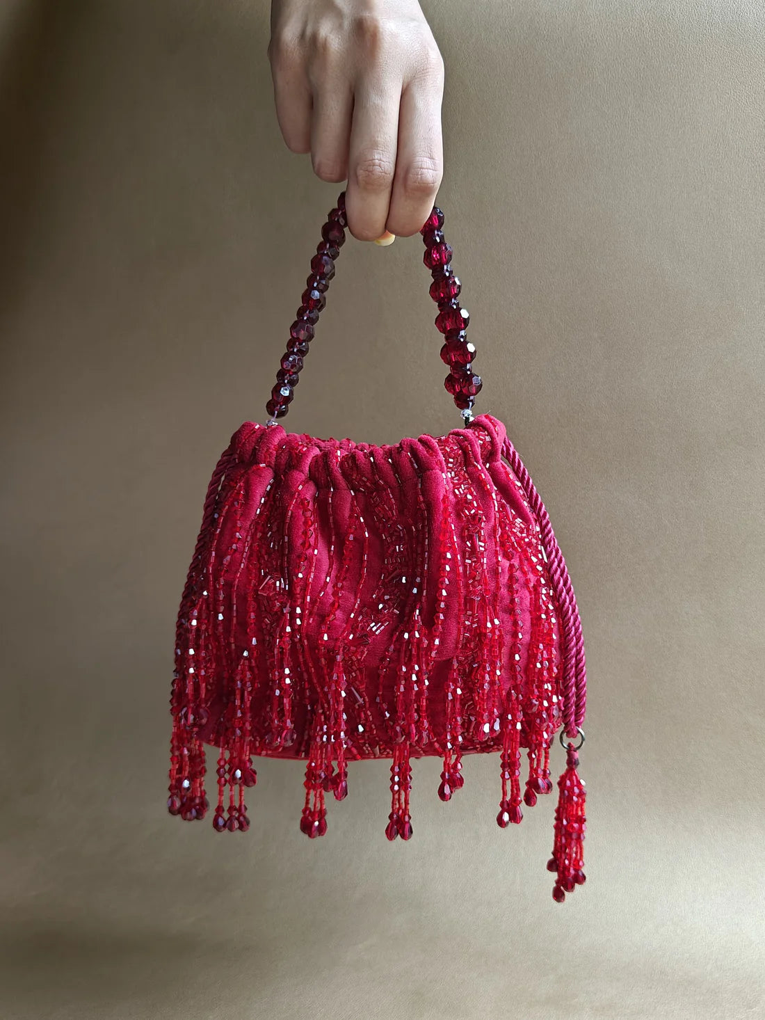 Crimson Red Pouch Bag