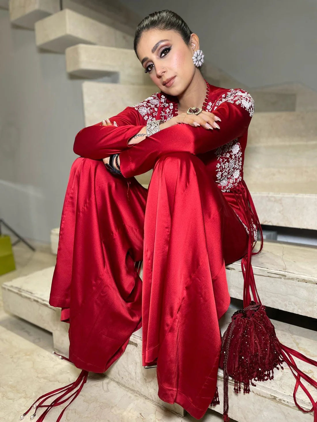 Crimson Red Pouch Bag