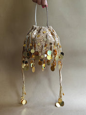 Gold Round Mirror Potli Bag