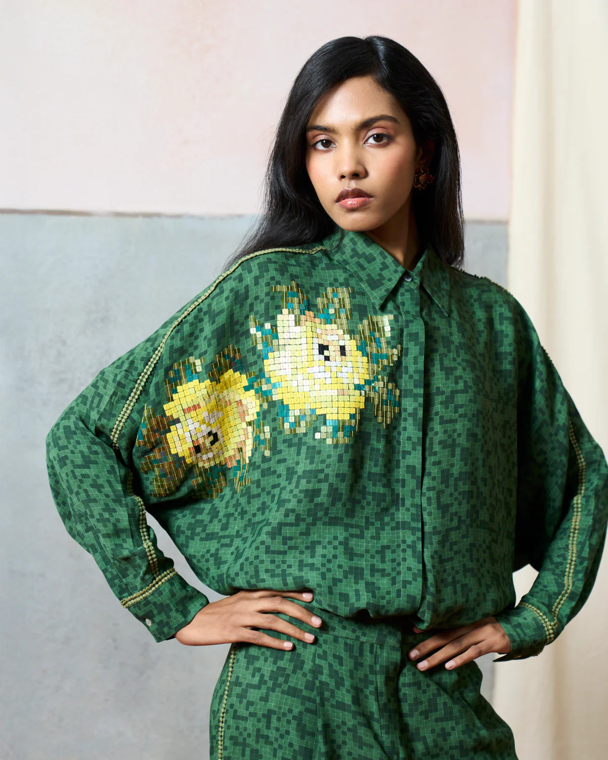 Elba Kimono Shirt Green