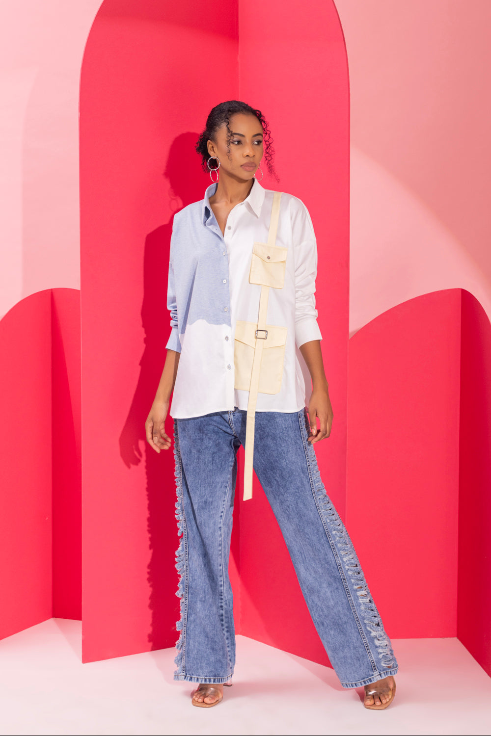 White Shirt With Oversized Pockets