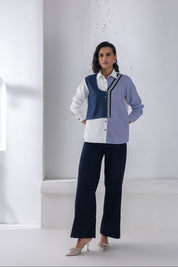 Denim Mix Material Shirt